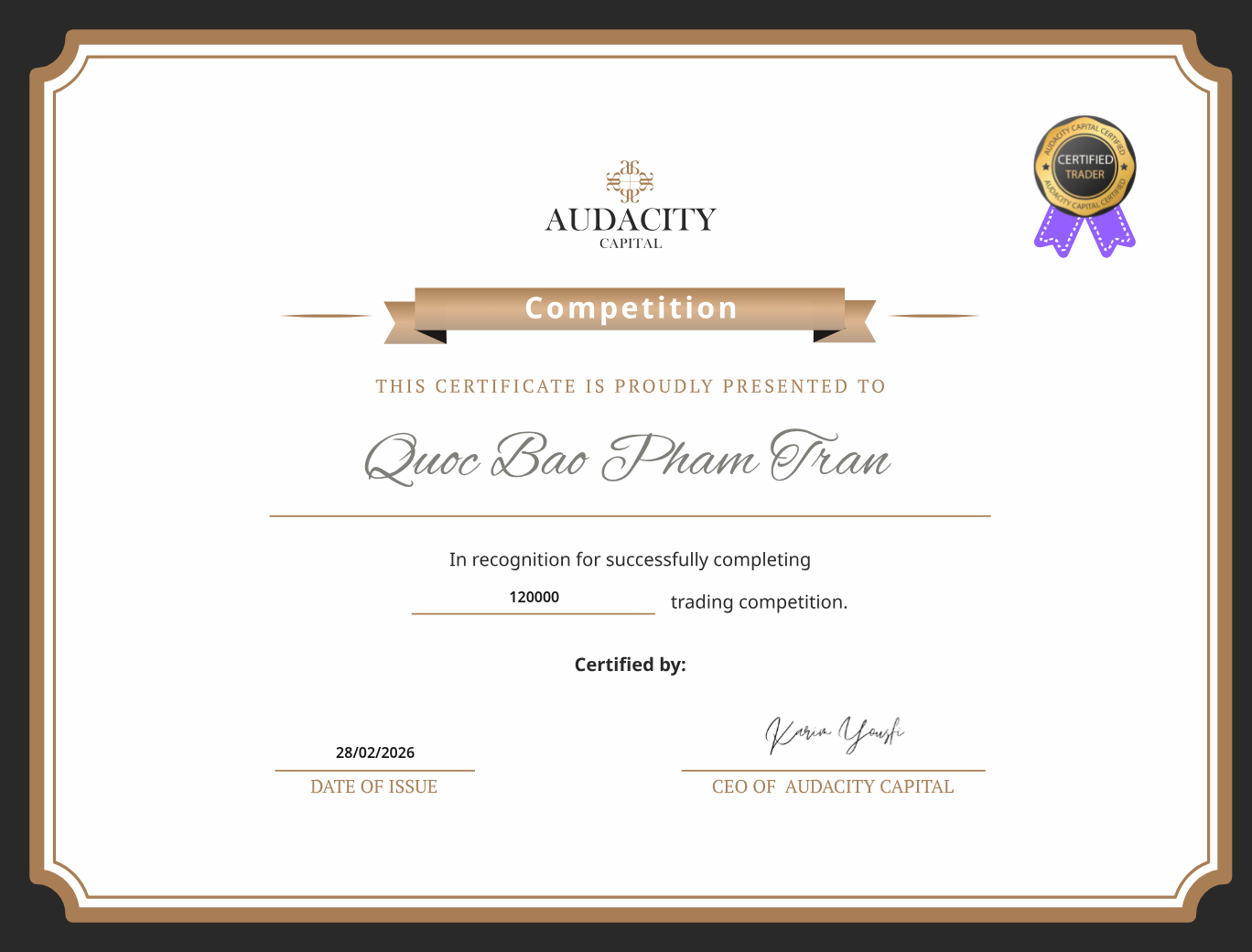 Audacity Capital Competition Winner